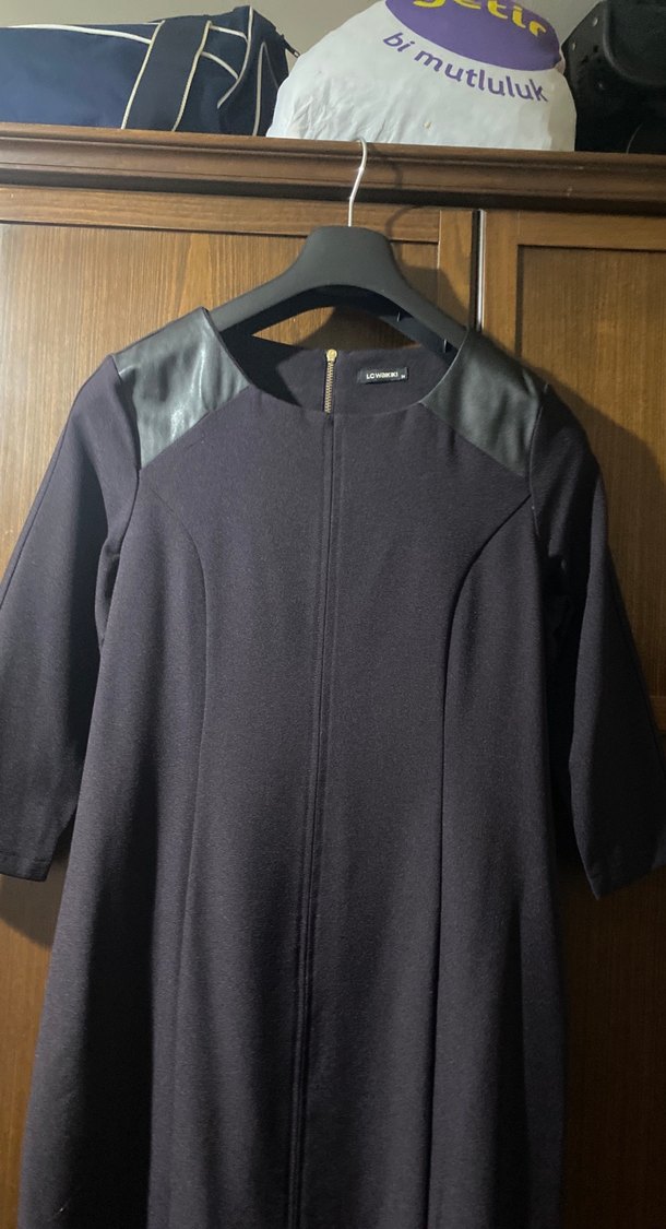 Siyah Midi Regular Fit Ofis Elbisesi - Görsel 2