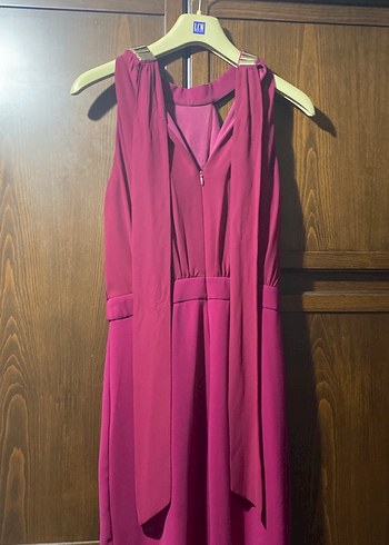 Bordo Drapeli Uzun Abiye Elbise - Görsel 4