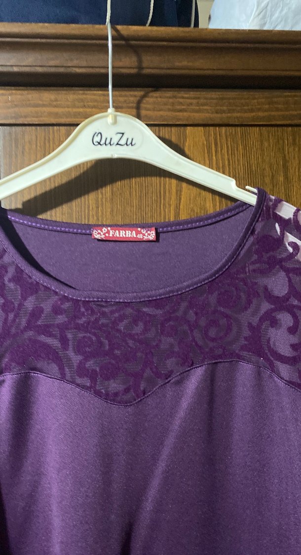 Kadın Mor Uzun Kollu Salaş Elbise - Görsel 3