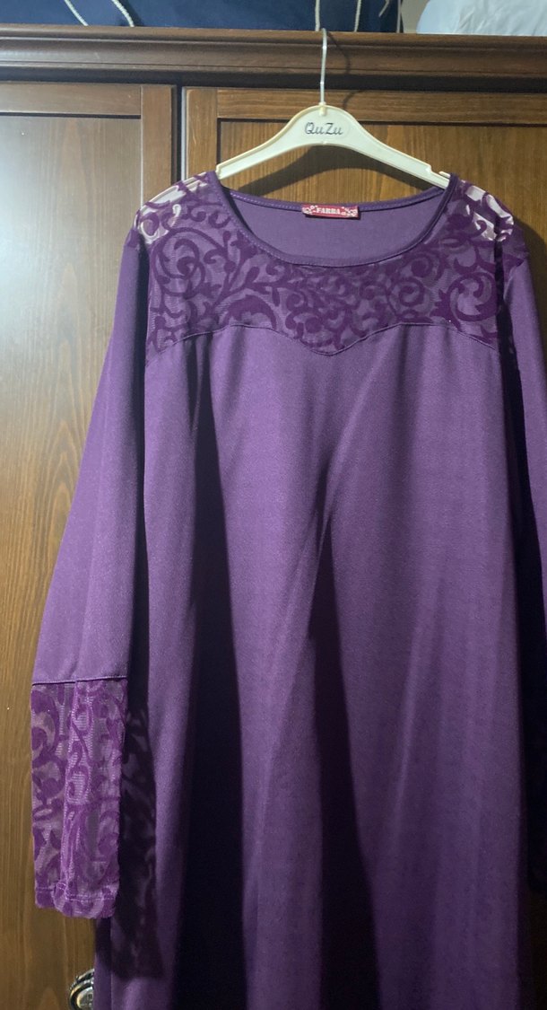 Kadın Mor Uzun Kollu Salaş Elbise - Görsel 2