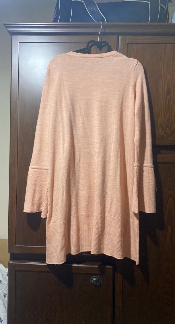 Uzun Kollu Bej Triko Elbise - Görsel 3