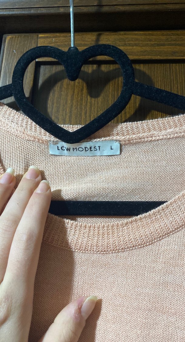 Uzun Kollu Bej Triko Elbise - Görsel 2