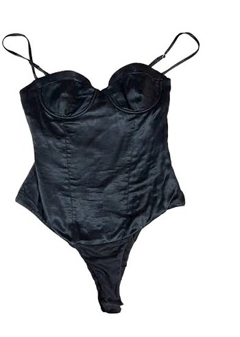 Siyah Saten Askılı Büstiyer - Görsel 2