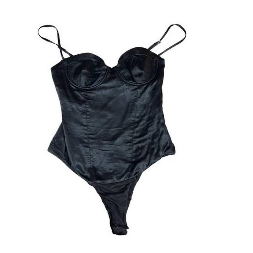 Siyah Saten Askılı Büstiyer - Görsel 2