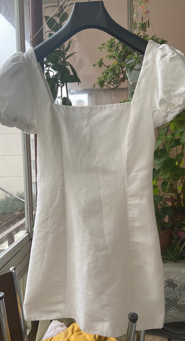 Pamuk Kumaşlı Beyaz Midi Elbise - Görsel 2