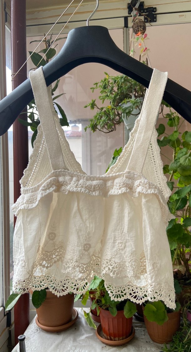 Nakışlı Beyaz Bohem Bralet - Görsel 2