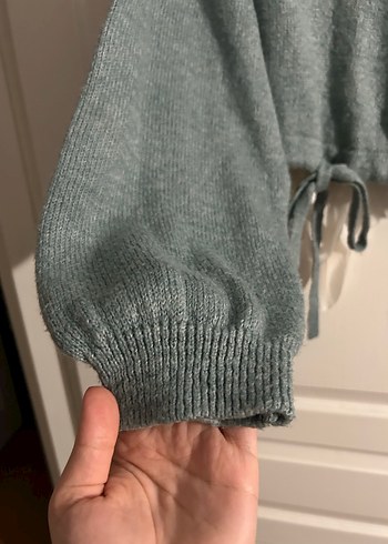 Gri Yarım Fermuarlı Uzun Kollu Yün Kazak - Görsel 5