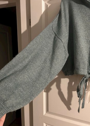 Gri Yarım Fermuarlı Uzun Kollu Yün Kazak - Görsel 4