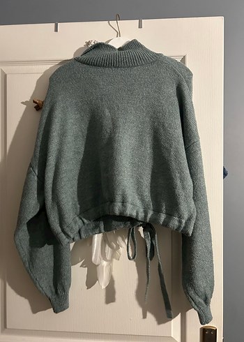 Gri Yarım Fermuarlı Uzun Kollu Yün Kazak - Görsel 8