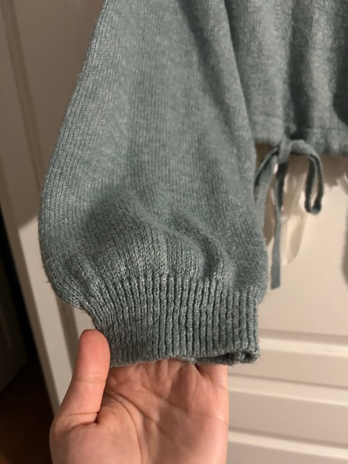 Gri Yarım Fermuarlı Uzun Kollu Yün Kazak - Görsel 5