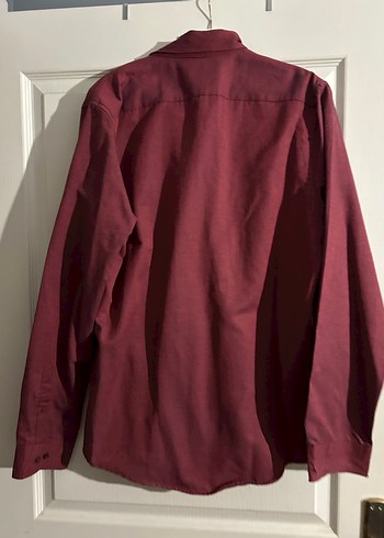 Bordo Düğmeli Erkek Keten Gömlek - Görsel 6