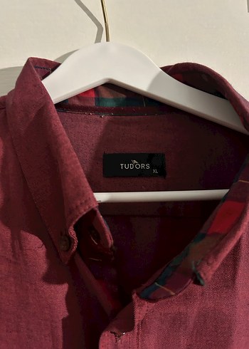 Bordo Düğmeli Erkek Keten Gömlek - Görsel 2