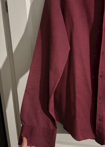 Bordo Düğmeli Erkek Keten Gömlek - Görsel 4