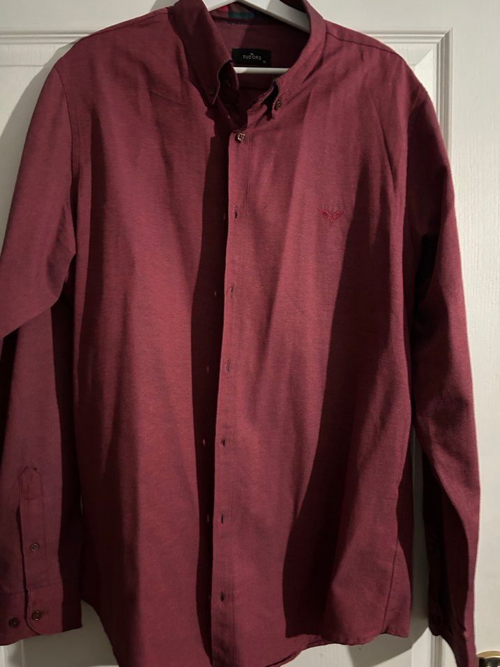 Bordo Düğmeli Erkek Keten Gömlek - Görsel 5