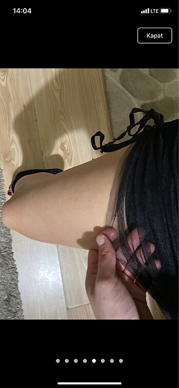 Siyah tül detaylı elbise - Görsel 5