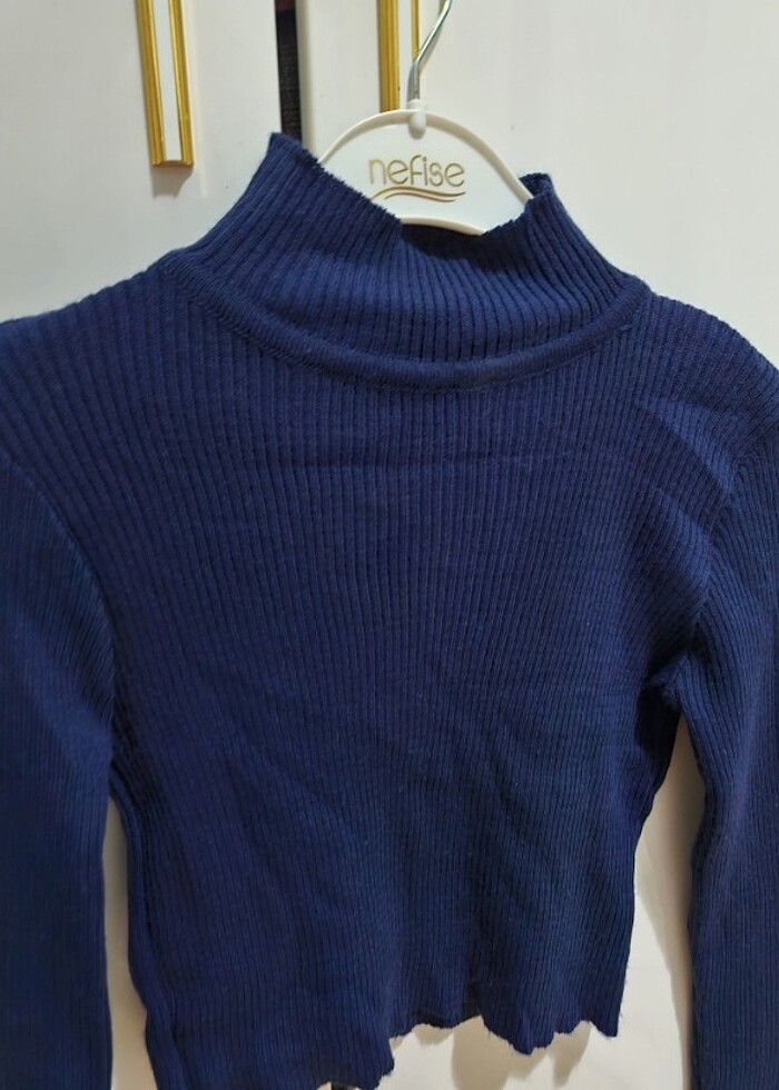 Petrol mavisi bluz crop - Görsel 2