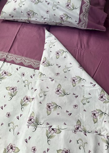 Mor Çiçek Desenli Nevresim takımı - Görsel 2