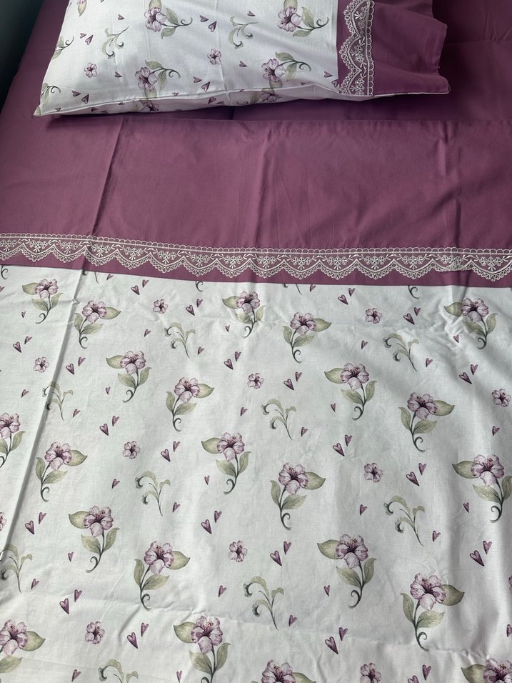 Mor Çiçek Desenli Nevresim takımı - Görsel 3