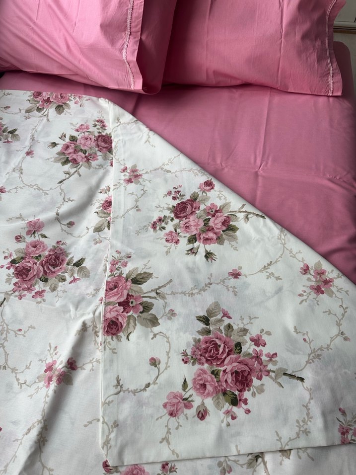 Pembe Çiçek Desenli Nevresim takımı  - Görsel 2