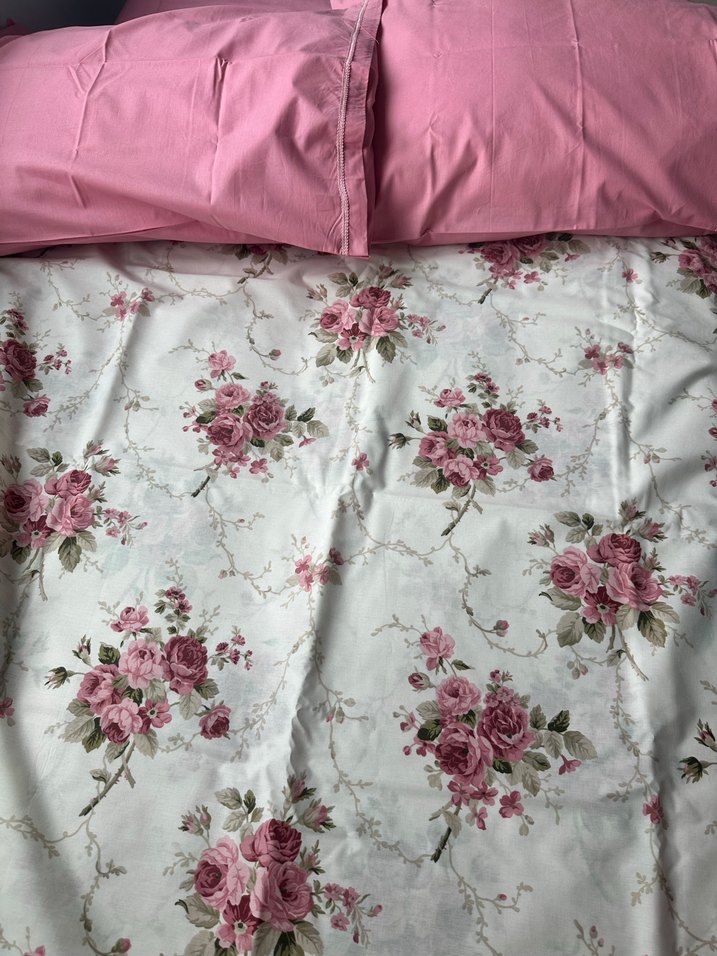Pembe Çiçek Desenli Nevresim takımı  - Görsel 5