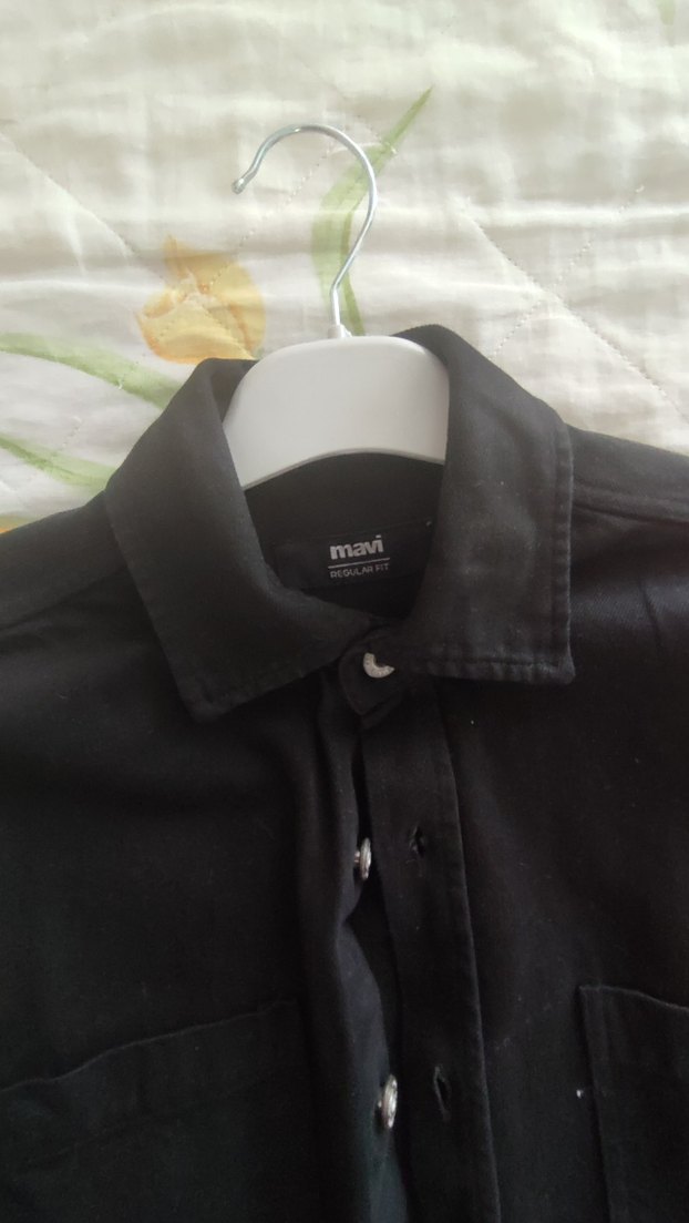 Siyah Düğmeli Erkek Denim Gömlek - Görsel 2