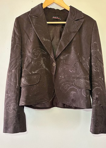Kahverengi Yılan Desenli Kadın Blazer Ceket