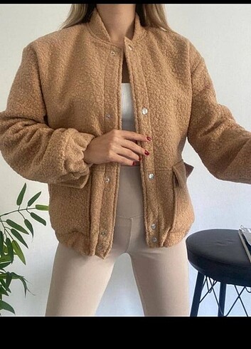 l Beden camel Renk Buklet bomber ceket