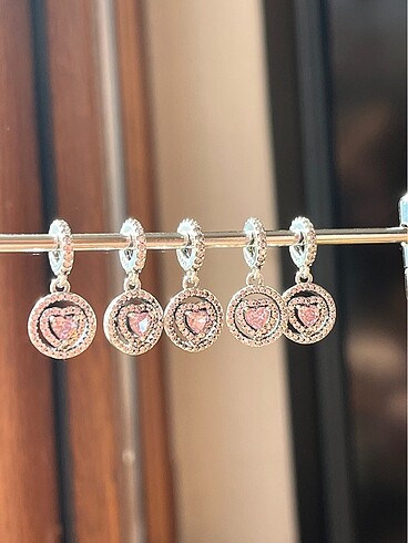 Pandora 1 adet ışıltılı hale kalpli charm ale damgalı