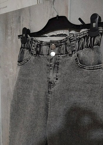 Kadın Gri Bel Detaylı Midi Kot Pantolon - Görsel 2