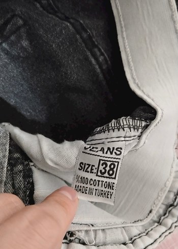 Kadın Gri Bel Detaylı Midi Kot Pantolon - Görsel 7