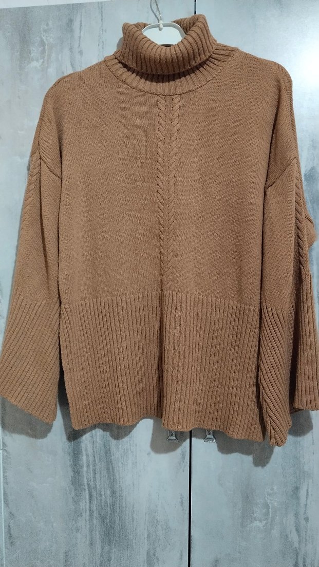 Camel Renkli Balıkçı Yaka Kadın Kazak - Görsel 3