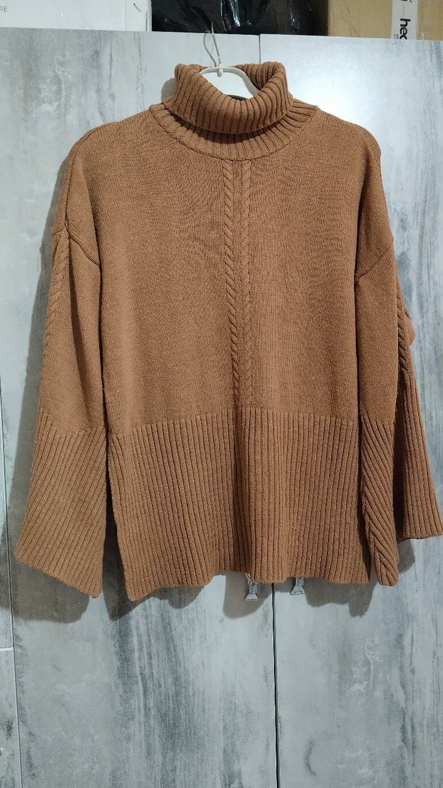 Camel Renkli Balıkçı Yaka Kadın Kazak - Görsel 4