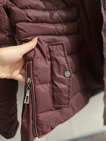 Bordo şişme mont - Görsel 6