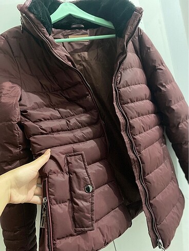 Bordo şişme mont - Görsel 8