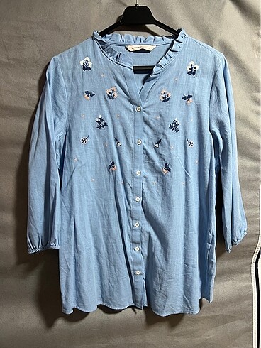 Mavi vintage bluz-gömlek