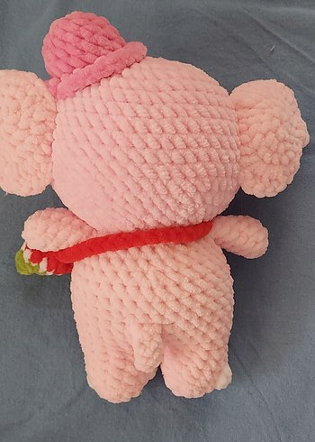  Beden Renk Pembe Renkli Peluş Fil Amigurumi Oyuncak