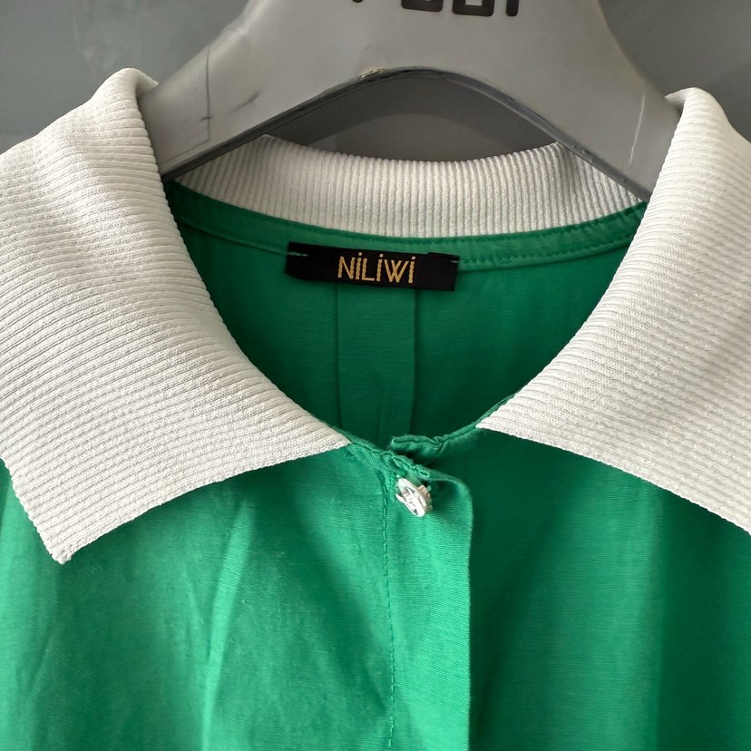 Yeşil Uzun Kollu Düğmeli Uzun Gömlek - Görsel 3