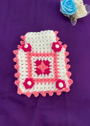 Renkli Nakışlı Örgü Çocuk Battaniyesi - Görsel 4