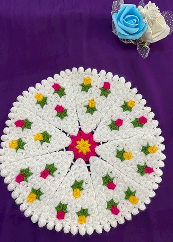 Renkli Nakışlı Örgü Çocuk Battaniyesi - Görsel 8