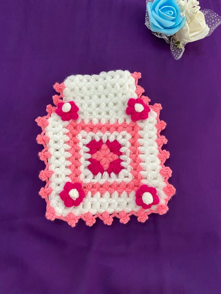 Renkli Nakışlı Örgü Çocuk Battaniyesi - Görsel 4