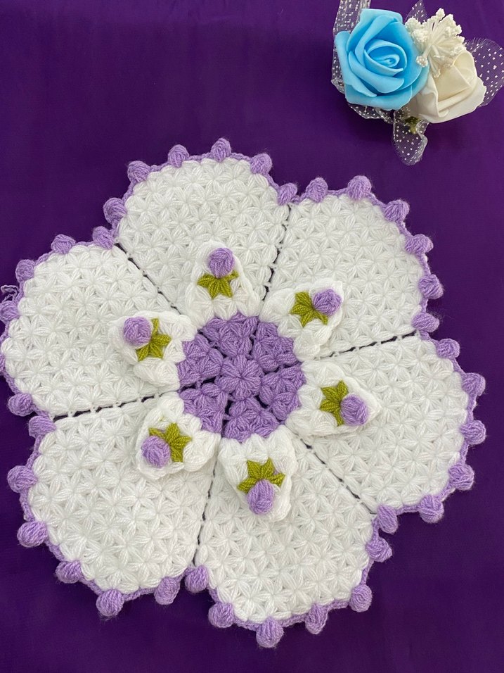 Renkli Nakışlı Örgü Çocuk Battaniyesi - Görsel 2