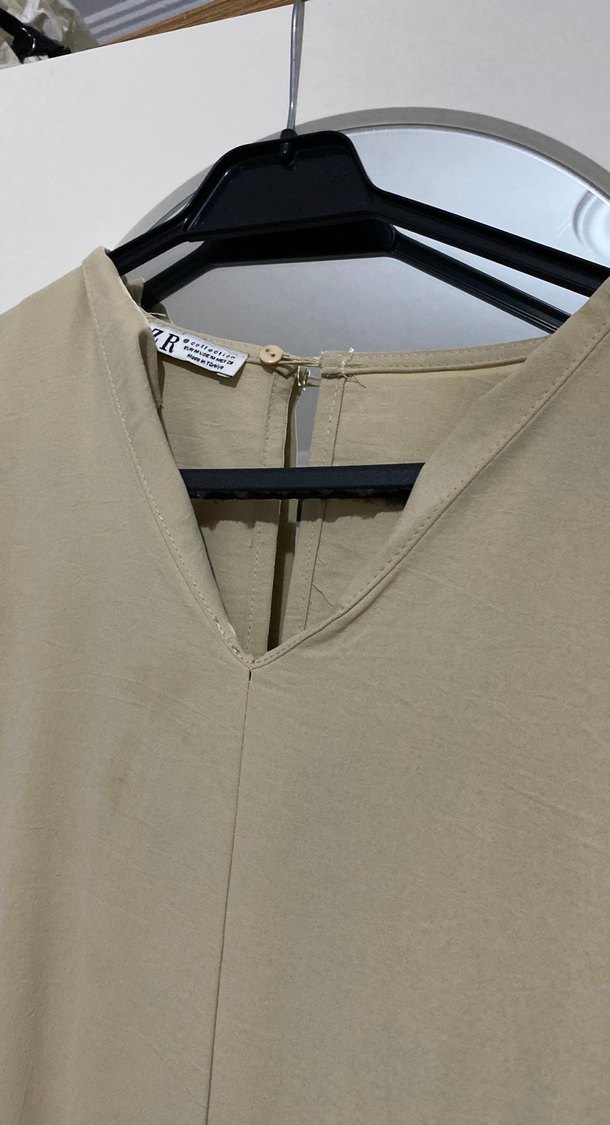 Bej Keten Hamile Midi Tulum - Görsel 3