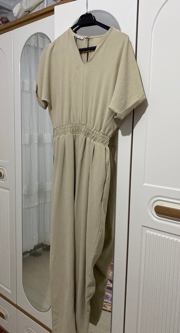 Bej Keten Hamile Midi Tulum - Görsel 2