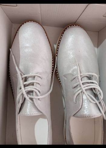 Gri Süet Bağcıklı Günlük oxford Kadın Ayakkabı - Görsel 4