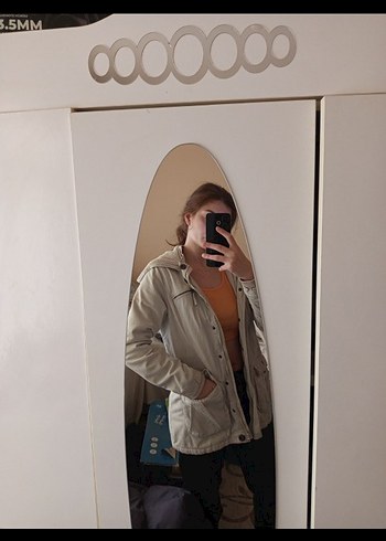 Düğmeli Beyaz Casual Çocuk mont kaban Kadın - Görsel 5