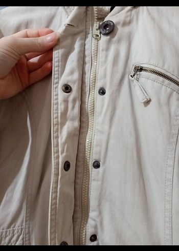 Düğmeli Beyaz Casual Çocuk mont kaban Kadın - Görsel 2