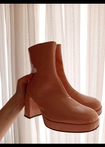 Pembe Rugan Platform Topuklu Kadın Bot - Görsel 4