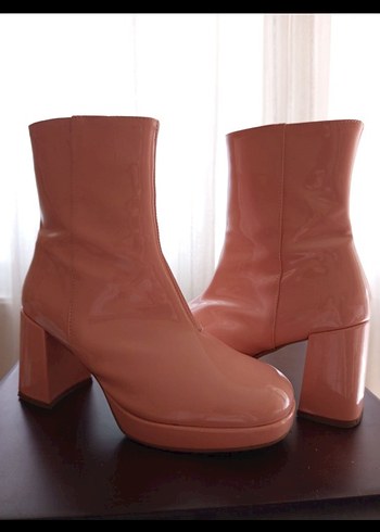 Pembe Rugan Platform Topuklu Kadın Bot - Görsel 2