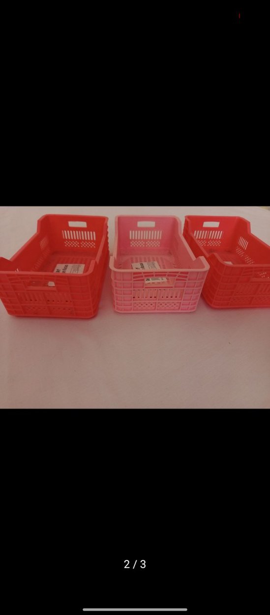 Kırmızı ve Açık Pembe Plastik Saklama Kutusu Sepeti - Görsel 2