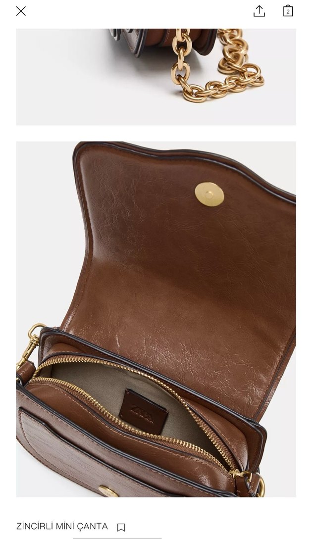 Zincir Detaylı Kahverengi Deri Kadın Çanta - Görsel 3